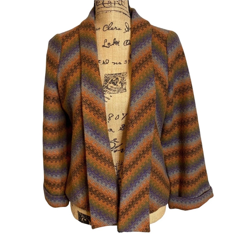 ARYN Multicolored Striped Wool Blend Blazer Jacket sz Medium